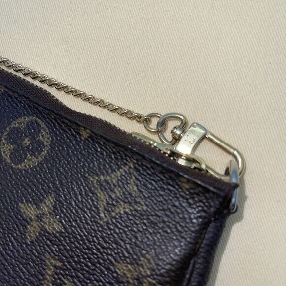 LOUIS VUITTON Pochette Accessories Mini Bag Monogram Purse Brown Authentic - Picture 10 of 15